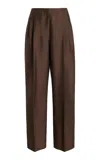 The Row Lonan Pleated Mohair-wool Straight-leg Pants In Neutral