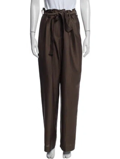 Pre-owned The Row Lonan Straight Leg Pants In Brown