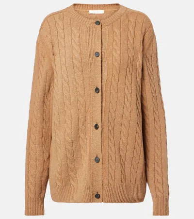 The Row Loneke Cable-knit Wool Cardigan In Brown