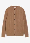 The Row Loneke Cable Knit Wool Cardigan In Brown