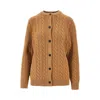 The Row Loneke Cable Knit Crewneck Cardigan In Brown