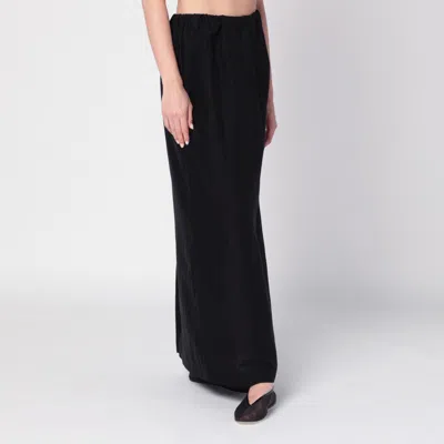 The Row Long Black Saul Skirt In Silk Blend