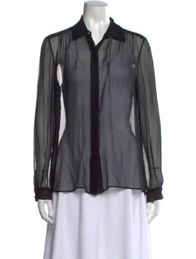 Pre-owned The Row Long Sleeve Blouse In Black