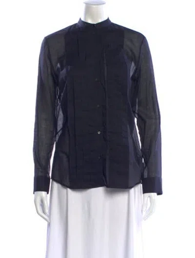 Pre-owned The Row Long Sleeve Blouse In Blue