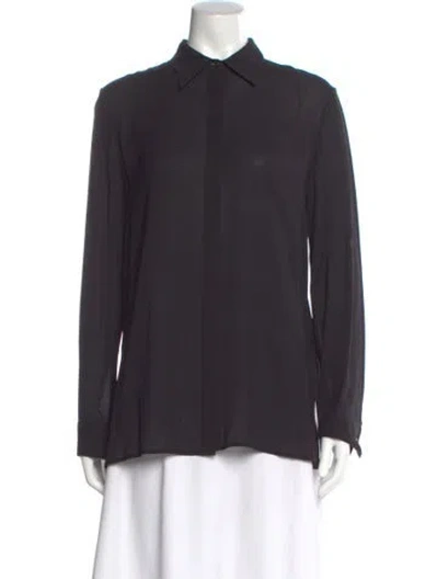 Pre-owned The Row Long Sleeve Blouse In Gray