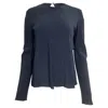 The Row Long Sleeve Blouse In Navy Blue Silk In Blue