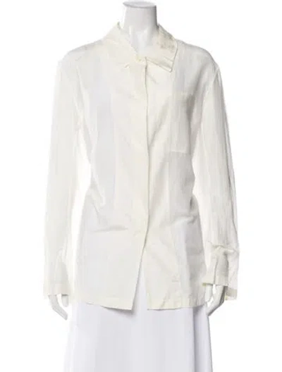 Pre-owned The Row Long Sleeve Blouse In Neutral