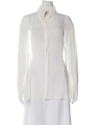 Pre-owned The Row Long Sleeve Blouse In Neutrals