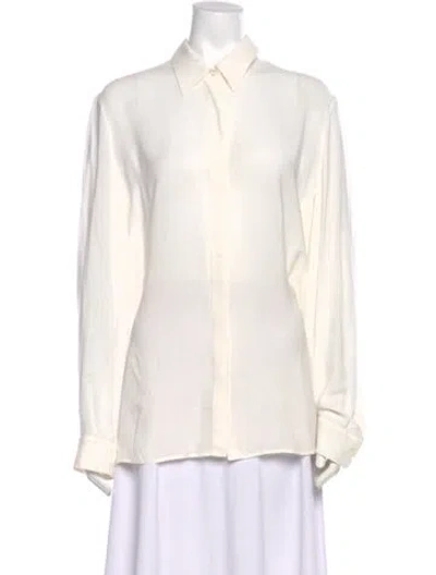 Pre-owned The Row Long Sleeve Blouse In White