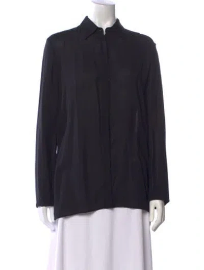 Pre-owned The Row Long Sleeve Button-up Top In Black