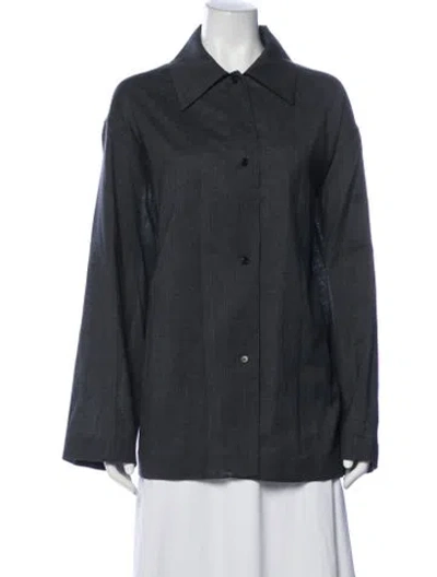 Pre-owned The Row Long Sleeve Button-up Top In Black