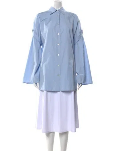 Pre-owned The Row Long Sleeve Button-up Top In Blue