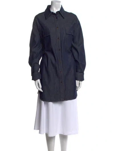 Pre-owned The Row Long Sleeve Button-up Top In Blue