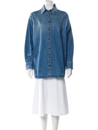 Pre-owned The Row Long Sleeve Button-up Top In Blue