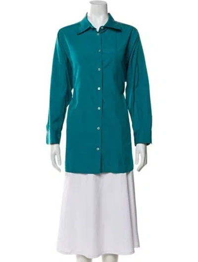 Pre-owned The Row Long Sleeve Button-up Top In Blue
