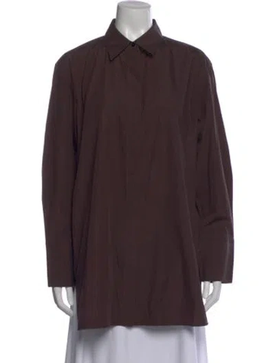 Pre-owned The Row Long Sleeve Button-up Top In Brown