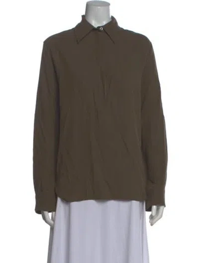 Pre-owned The Row Long Sleeve Button-up Top In Green