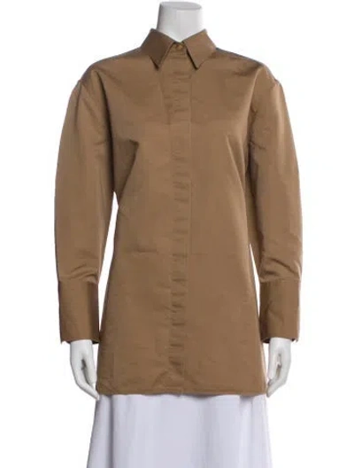 Pre-owned The Row Long Sleeve Button-up Top In Neutral