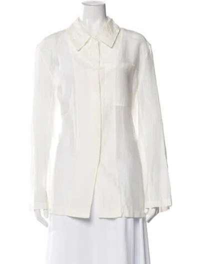 Pre-owned The Row Long Sleeve Button-up Top In Neutral