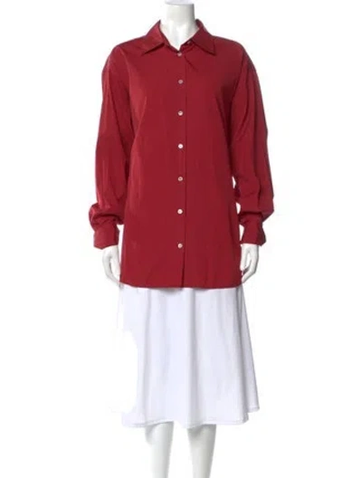Pre-owned The Row Long Sleeve Button-up Top In Red