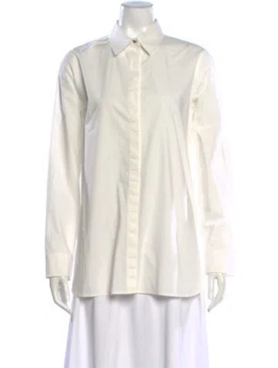Pre-owned The Row Long Sleeve Button-up Top In White