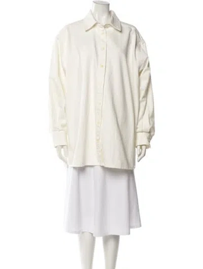 Pre-owned The Row Long Sleeve Button-up Top In White