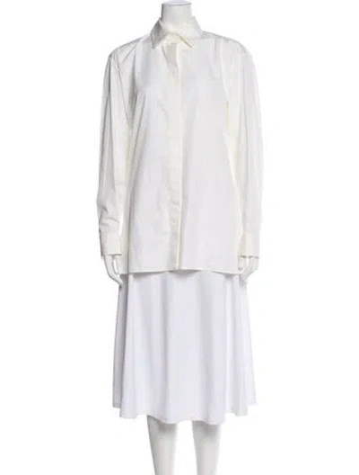 Pre-owned The Row Long Sleeve Button-up Top In White