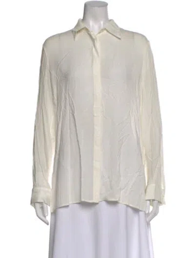 Pre-owned The Row Long Sleeve Button-up Top In White