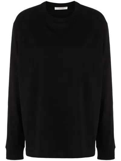 The Row Long-sleeve Crew-neck Top In Black