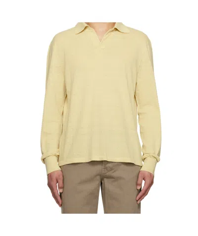 The Row Long Sleeve Polo In Nude