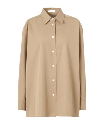 The Row Long Sleeve Shirt In Brown