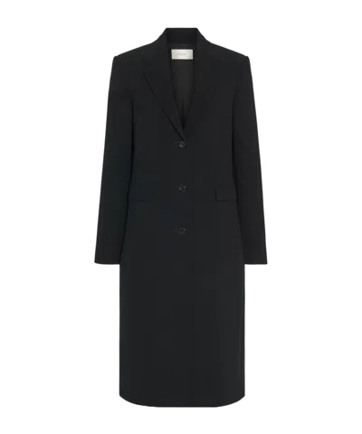 The Row Cerys Wool-blend Crepe Coat In Black