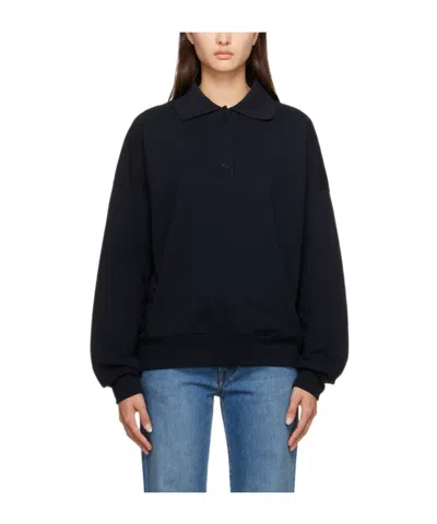 The Row Long-sleeved Polo Shirt In Black
