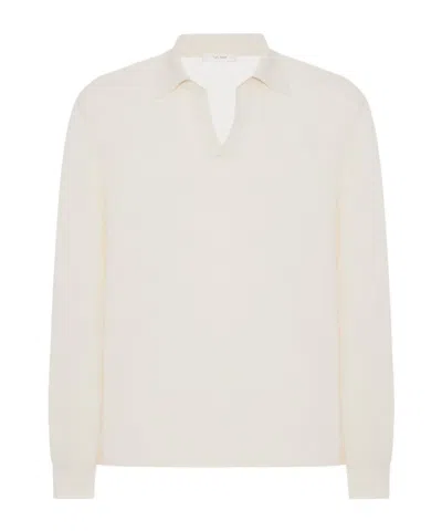 The Row Long-sleeved Polo Shirt In White