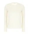 The Row Ribbed Crew Neck Top With Long Sleeves In Neutral
