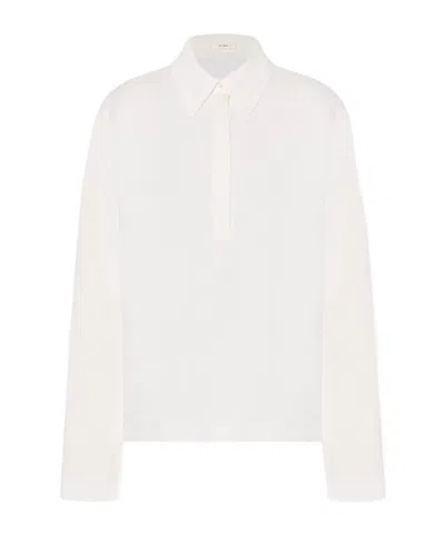The Row Roddie Brushed Cotton-jersey Polo Shirt In White