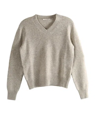 The Row Long-sleeved V-neck Sweater In Neutral