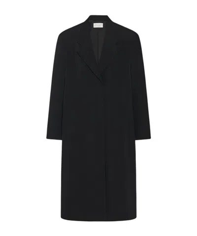 The Row Long-sleeved Wool Coat In Black