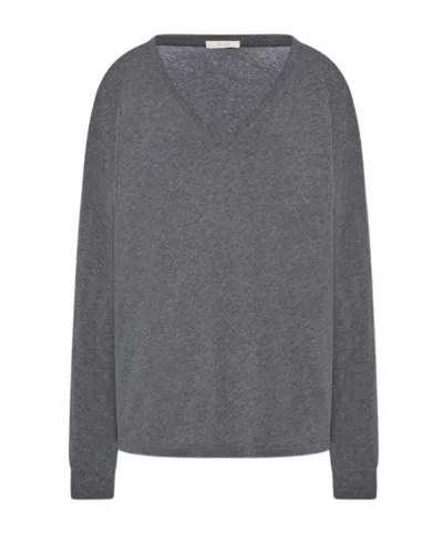 The Row Long-sleeve Knit T-shirt In Grey