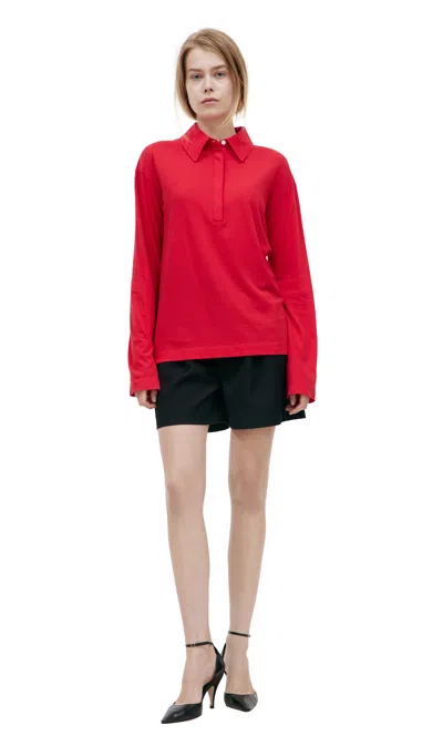 The Row Longsleeve Polo In Red