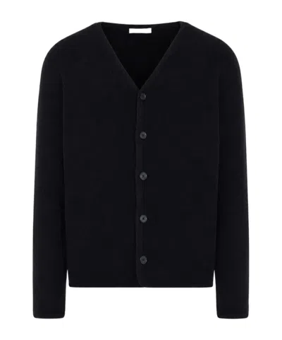 The Row Long-sleeved Knitted Cardigan In Black