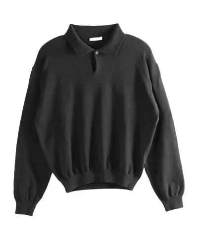 The Row Long-sleeved Knitted Polo Jumper In Gray