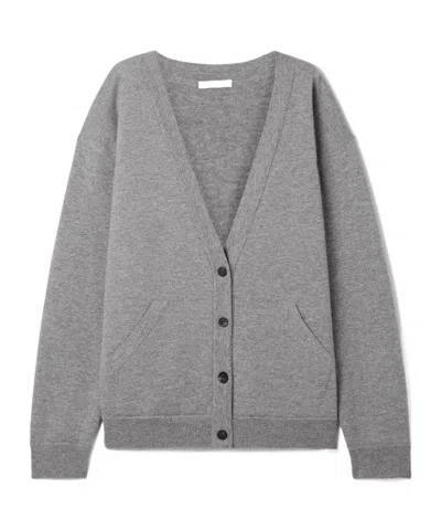 The Row Lonn Oversized Cashmere Cardigan In Gray
