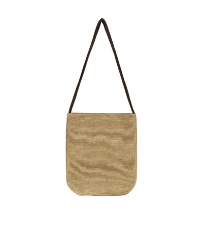 The Row Lori Curved Raffia Shoulder Bag In Brown