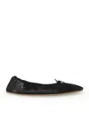 The Row Low Rounded Leather Ballerinas In Black