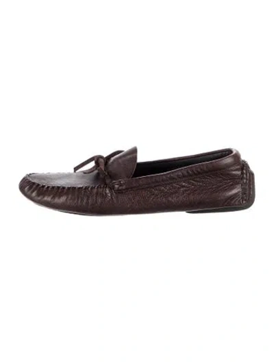 Pre-owned The Row Lucca Leather Loafers In Brown