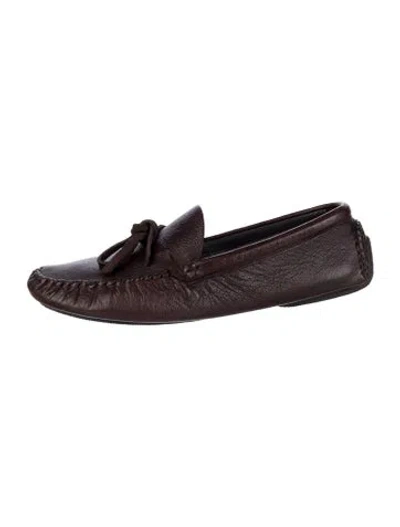 Pre-owned The Row Lucca Leather Loafers In Brown