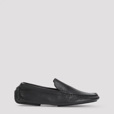 The Row Lucca Leather Loafers In Black