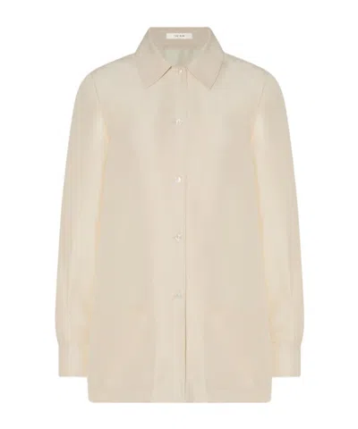 The Row Lucetta Silk Shirt In Brown