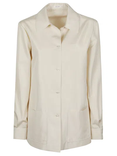 The Row Lucetta Silk Front Button Shirt In White